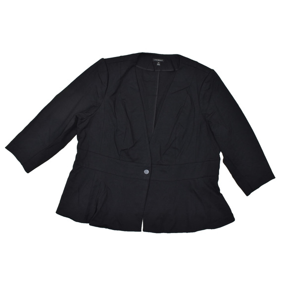Lane Bryant Women's Plus Size 28 Black Peplum One Button Blazer Jacket Rayon - Picture 1 of 8